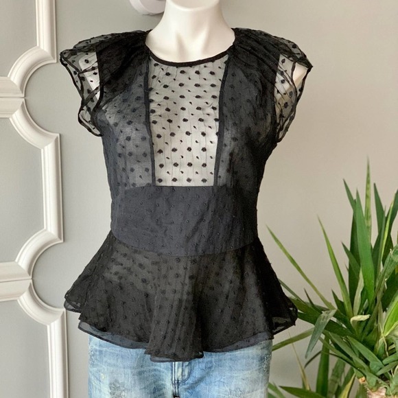 Isabel Marant Tops - Isabel Marant Silk Lace Peplum Blouse Black Size 8
